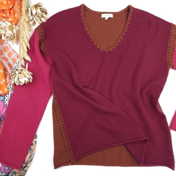 Johnny Was Cashmere Brown Red Sweater  Sz M - Picture 12 of 12
